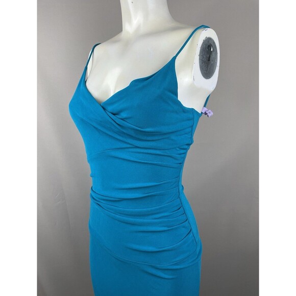 Diane Von Furstenberg Spaghetti Strap Slip Dress Women's 6 Teal Stretch Vintage - Picture 2 of 16